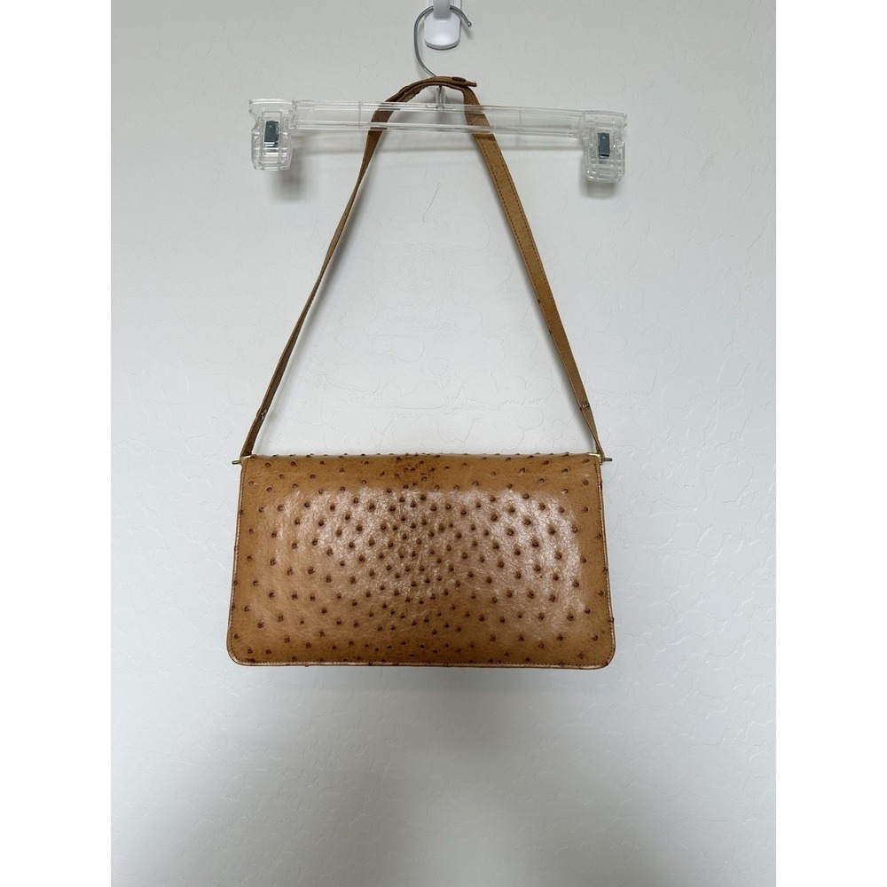 Fold over Vintage bag made with real ostrich skin From South Africa Gold Accents